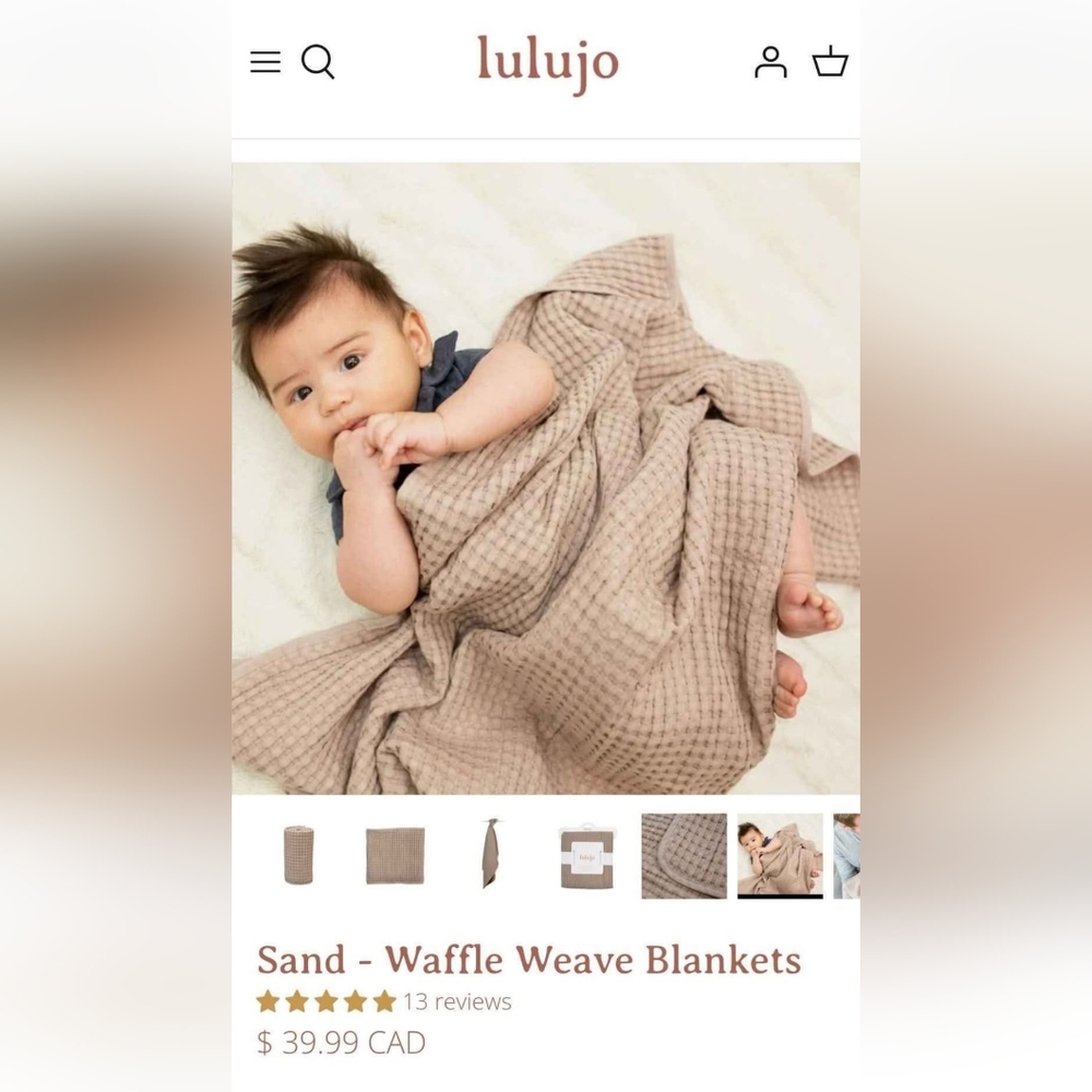 NWT Lulujo Waffle Knit Tan Blanket